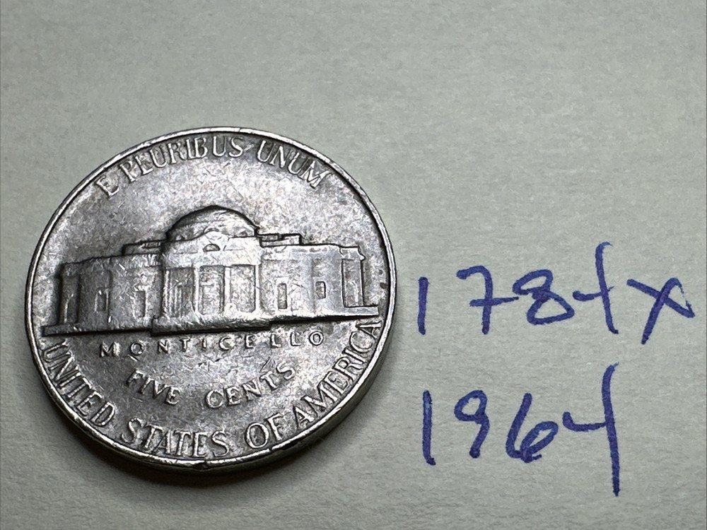 1964 Jefferson Nickel 5C 1784X