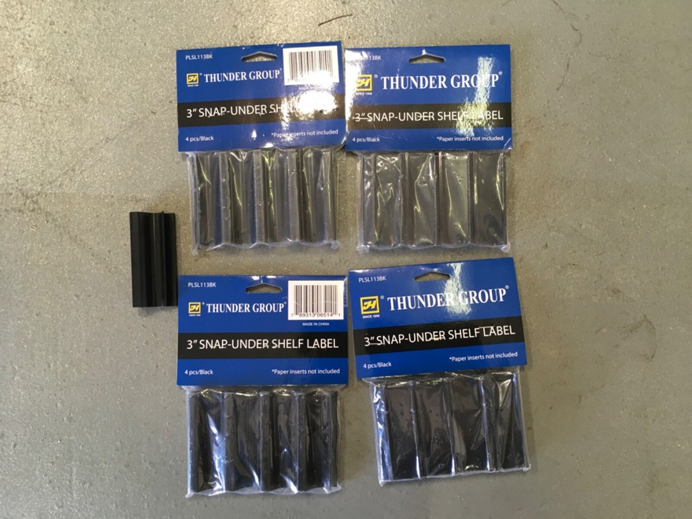 17 Pcs 3” Snap Under Shelf Label Black PLSL113BK Thunder Group