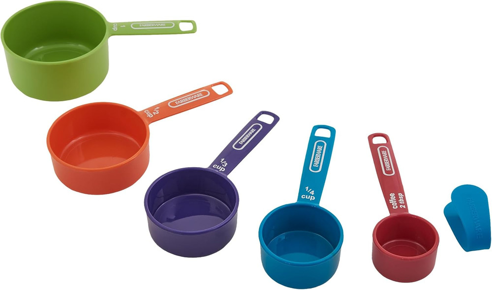 Professional 5-Piece Measuring Cup Set with Coffee Scoop Durable Plastic Kitchen
