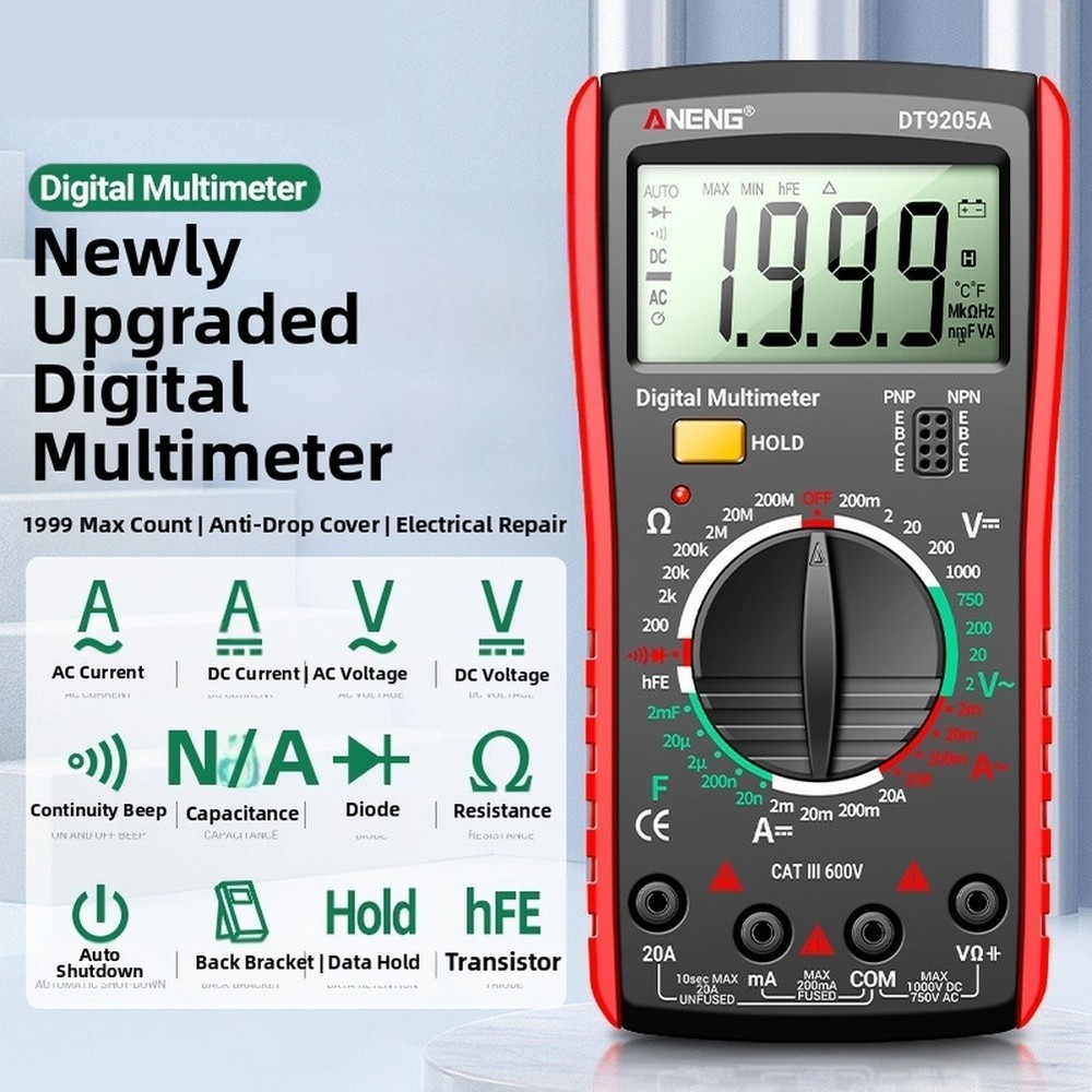 For ANENG DT9205A Digital Multimeter Auto Range with Protective Silicone Sleeve