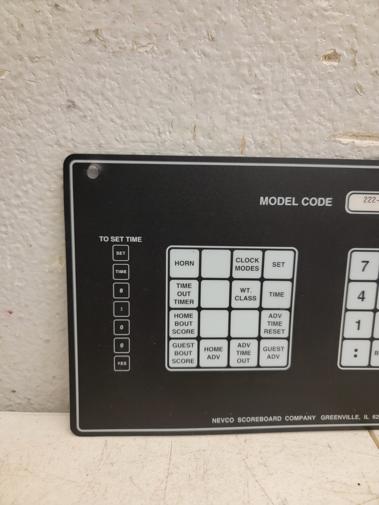 Nevco Scoreboard Controller Operator Button Overlay Model 222-2583