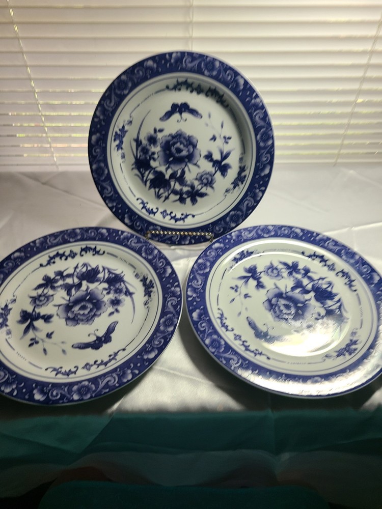 Vintage Baum Brothers Blue Rose Dinnerware 6 pieces