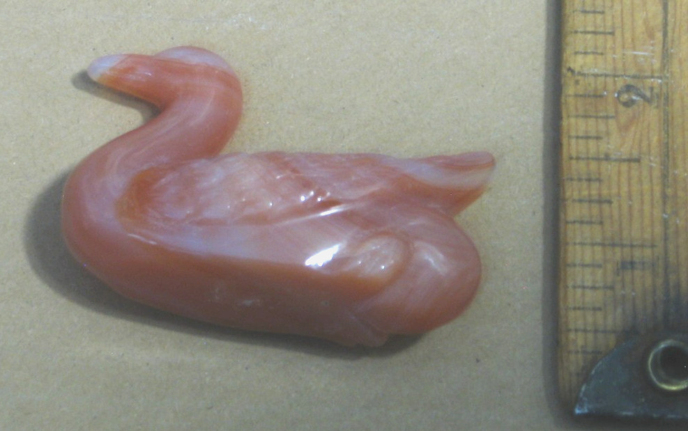 Vintage Carved Fire Agate Duck 2.5" long