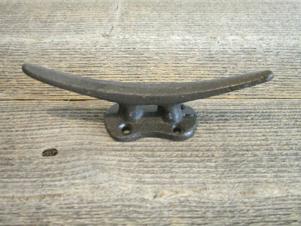 2 Cleat Boat Hooks Handles Pull Cast Iron Ship Dock Nautical Decor Rustic Finish