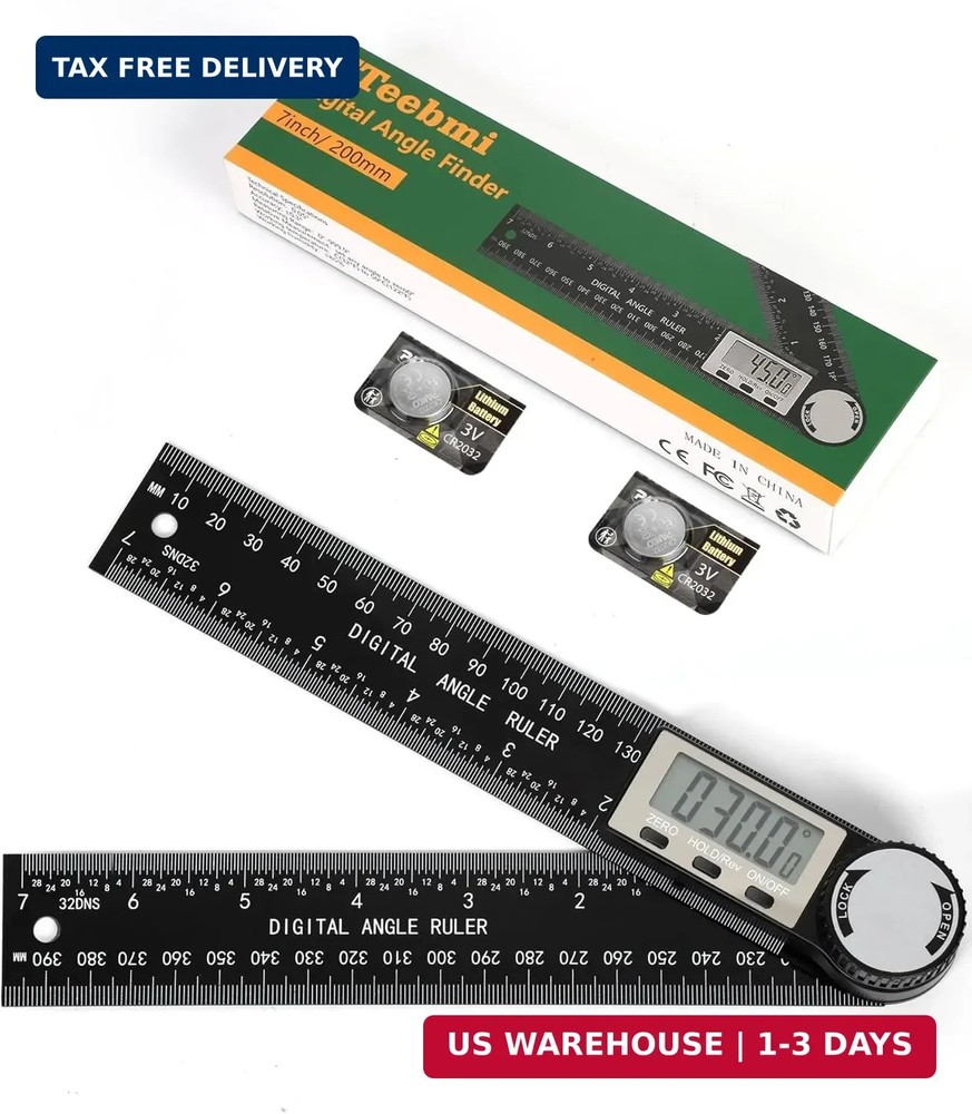 Protractor, Digital Angle Finder Protractor with LCD Display, 2-in-1 360° Angle