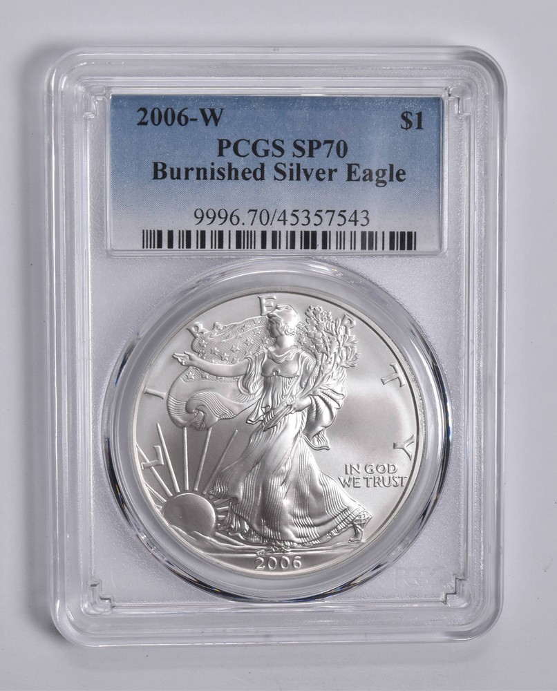 SP70 2006-W BURNISHED SILVER EAGLE PCGS Blue Label