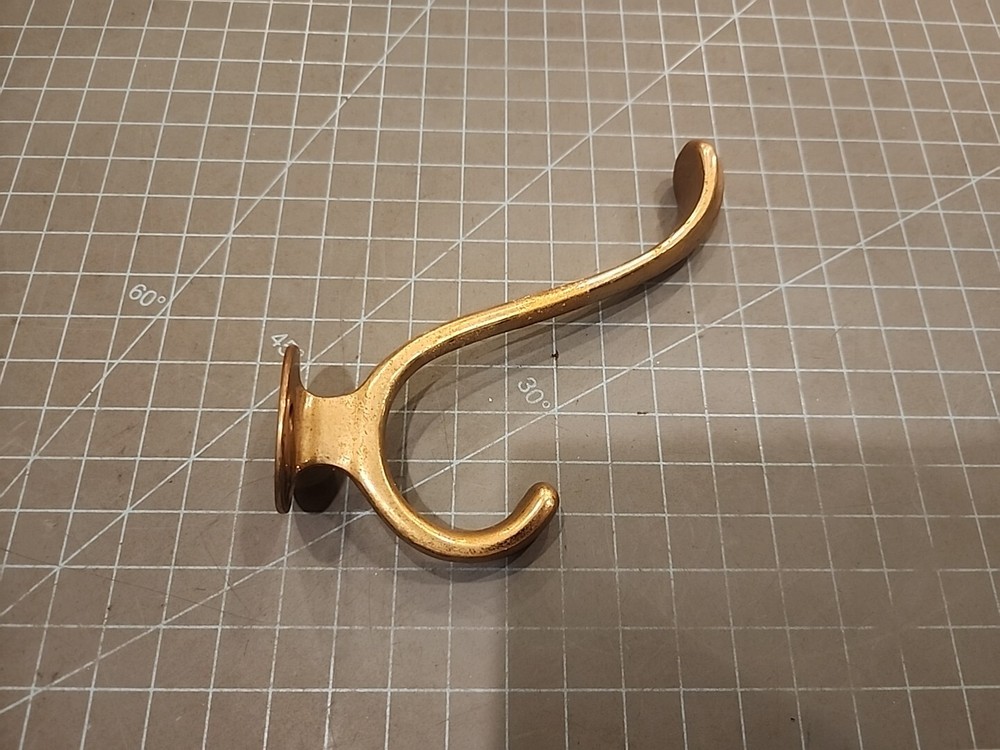 Antique Brass Double Tip Coat Hat Hook Halltree - gwBR