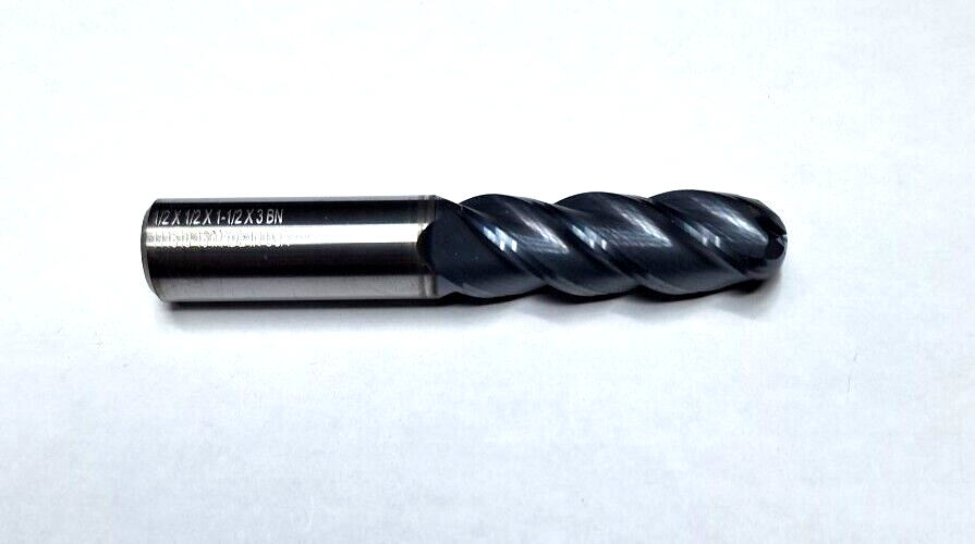 1/2" VARIABLE HELIX 4 FLUTE CARBIDE END MILL BALLNOSE nACo COATED CNC TOOLS