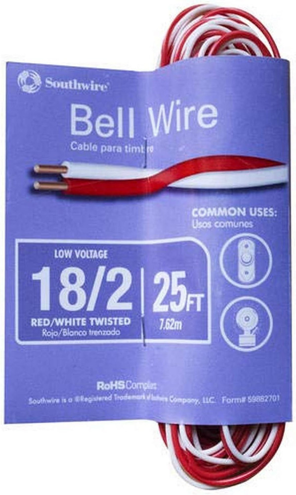 18/2 Red/White Bell Wire - Reliable Door Bell Accessory - Flexible Stranded Copp