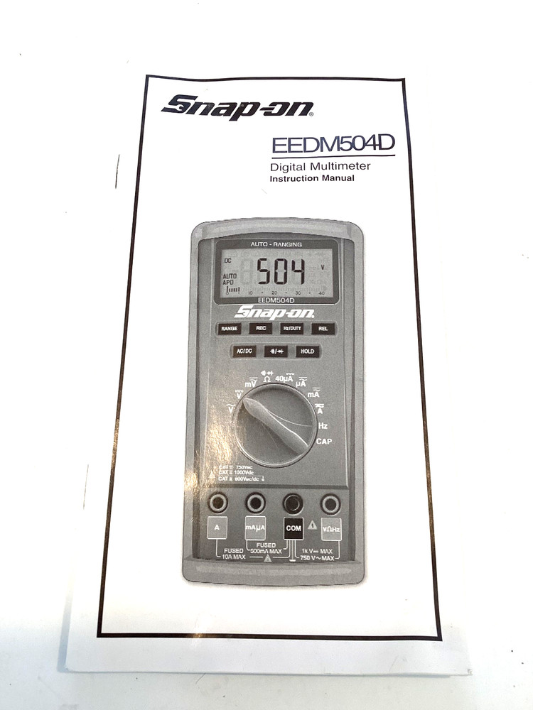 Snap On Auto Ranging Digital Multi Meter Kit Leads Pouch Manual EEDM504D MINT
