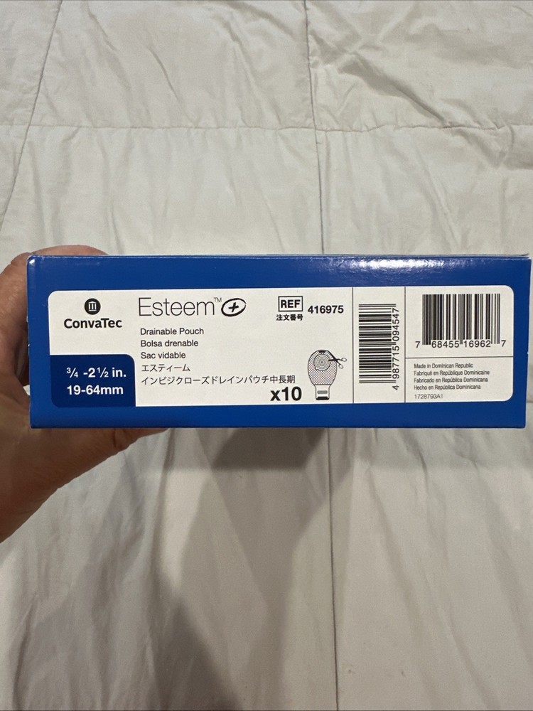 10 ConvaTec 416975 Esteem+Ostomy Drainable Pouch 3/4" - 2-1/2"- 5 boxes!