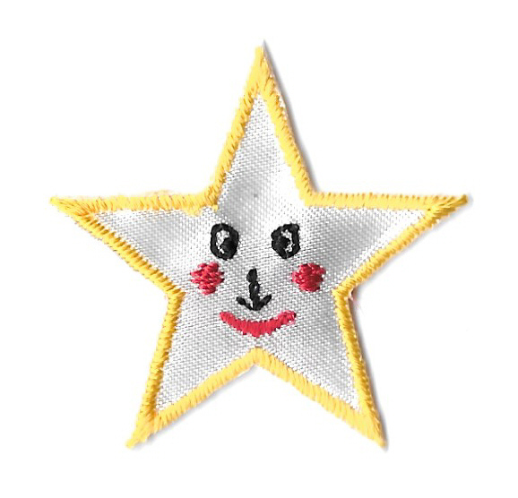 Star - Smile - Happy - Embroidered Iron On Patch -  1 1/2"