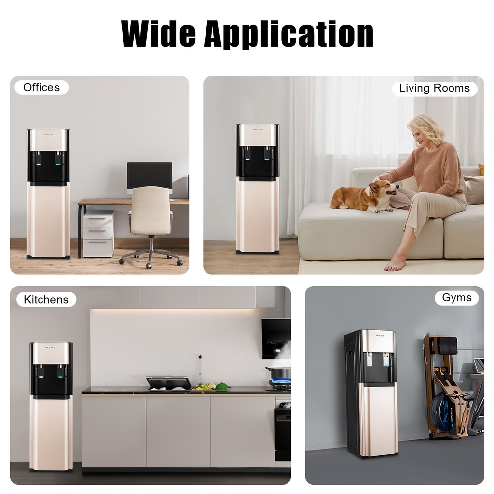 Bottom Load Hot/Cold Water Dispenser Cooler 5 Gallon Home/Office Stainless Steel