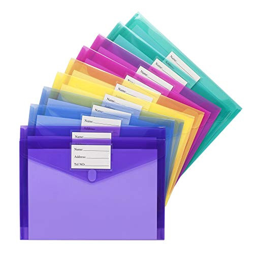 10 Pack Plastic Envelopes Poly Envelopes, Clear Document Folders File Folders
