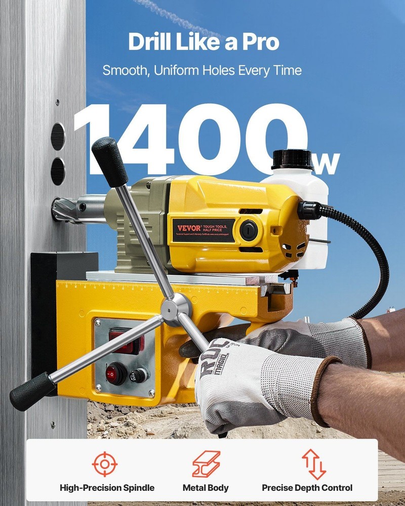 Industrial Mag Drill 1400W, 2810lbf, 1.6" Bore