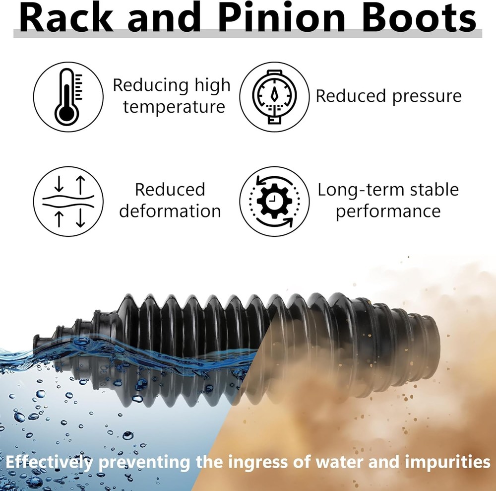 Inner Tie Rod Boot Kit Multi-Size Adjutable Rack and Pinion Boot Kit with 2PCS