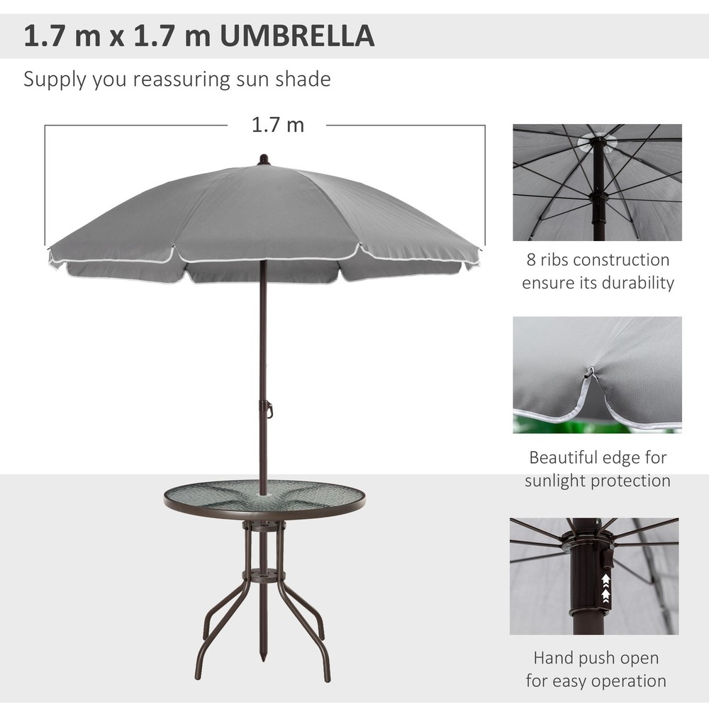 6 Piece Patio Dining Set for 4 with Umbrella, with 4 Folding Dining Chairs
