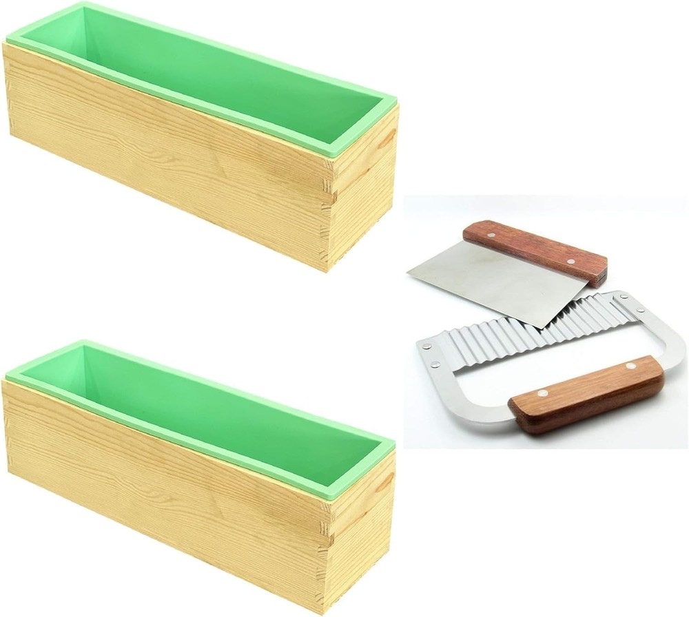 Rectangular Soap Silicone Mold Set with Wood Box and Cutters