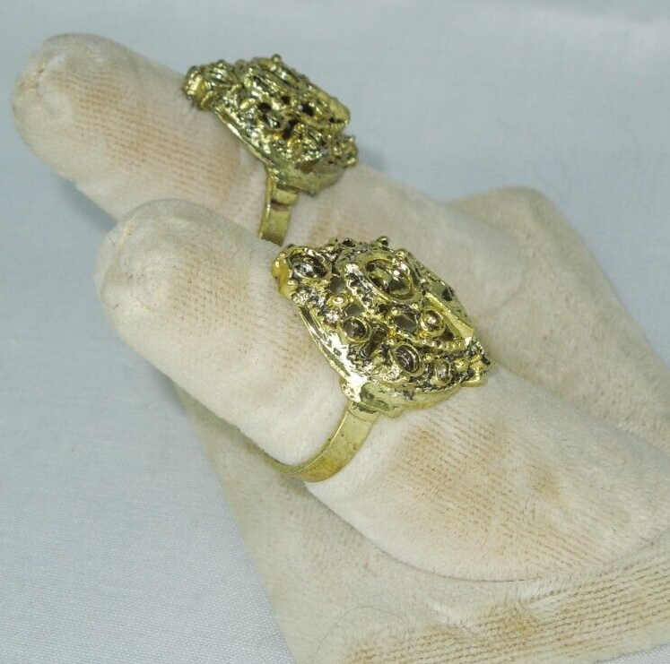 2 Ring Blanks Settings Cabochon Adjustable Antique gold Plated Brass 87V