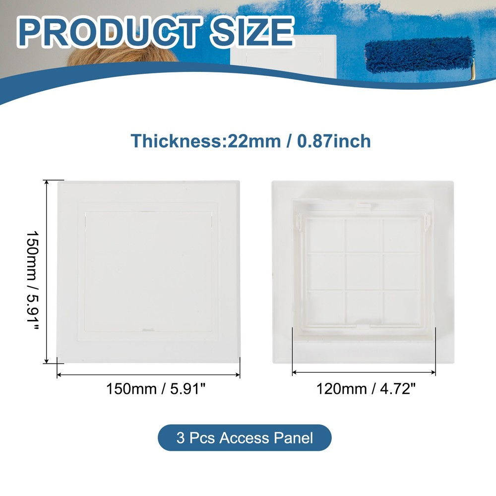 4.72x4.72 Inch(120x120mm) Removable Hinged Access Panel, 3Pcs Access Doors White