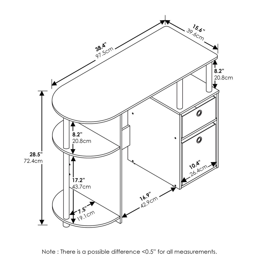 Simplistic Computer Study Desk W Bin Stainless Steel Tubes & Space Saving Design
