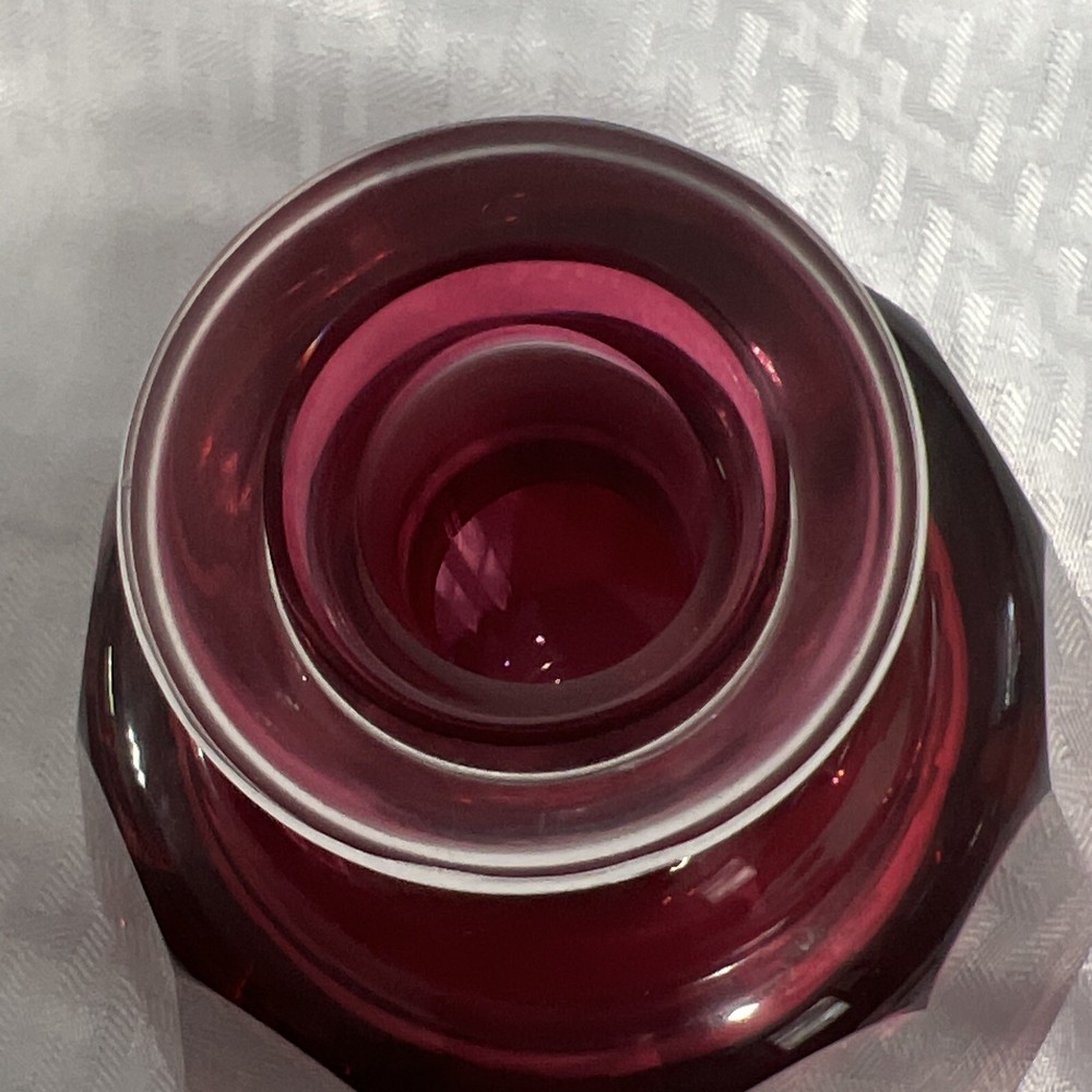 VINTAGE RUBY RED HEAVY CRYSTAL DECANTER- STUNNING!