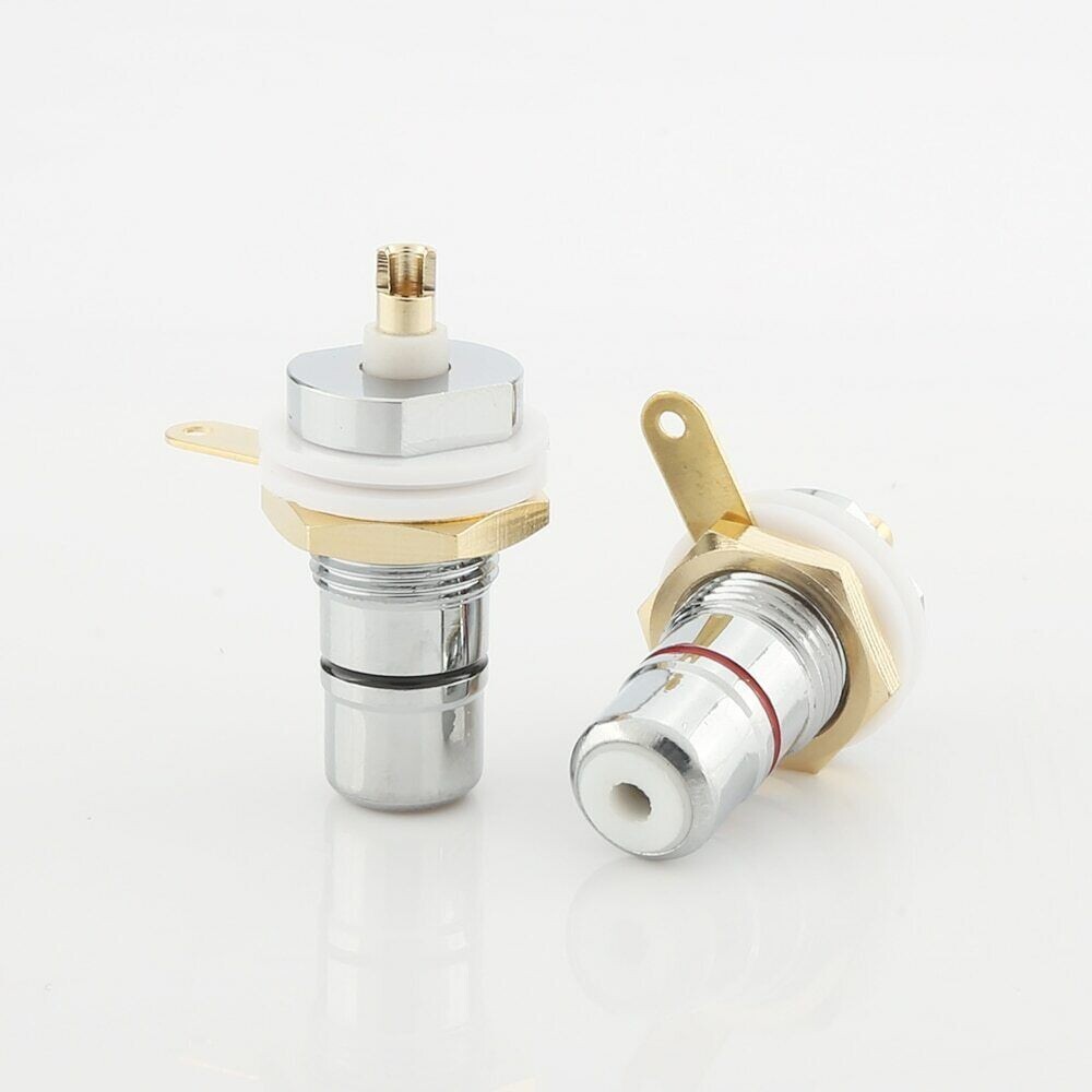 4pcs Rhodium Plated RCA Female Socket HIFI Amplifier Panel Mount Audio Terminal