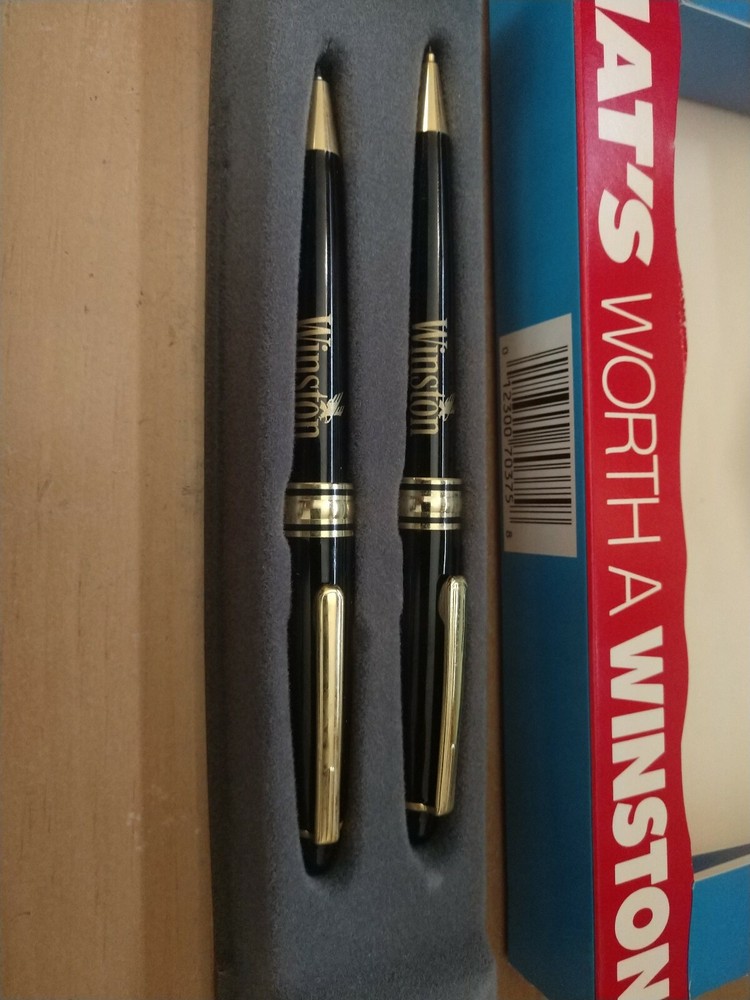 Winston Cigarettes Black & Gold Pen And Pencil Set