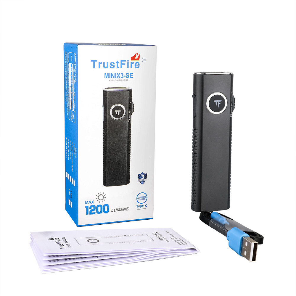 Trustfire 1200LM MiniX3-SE Rechargeable Flashlight White Light UV Pointer BLACK