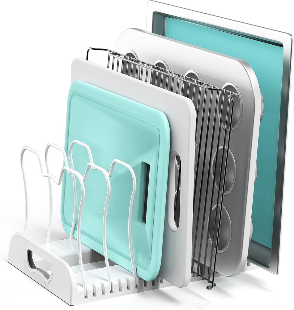 7 partments Adjustable Pan Organizer, White
