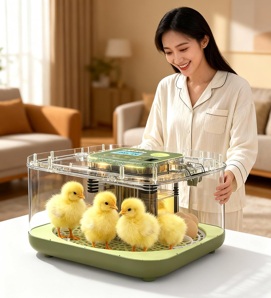 12-Egg Incubator with LED Display, Automatic Temperature and Humidity Control, a