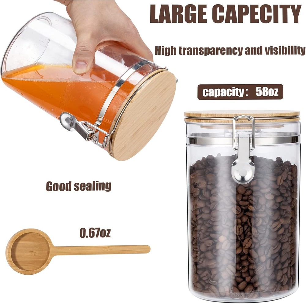 Coffee Container Ground Coffee,2×58OZ Storage Containers W/ Shelf &