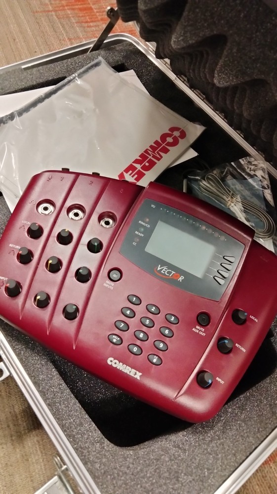 Comrex Vector POTS codec, AUDIO OVER TELE MIXER, plus power supply, and case.