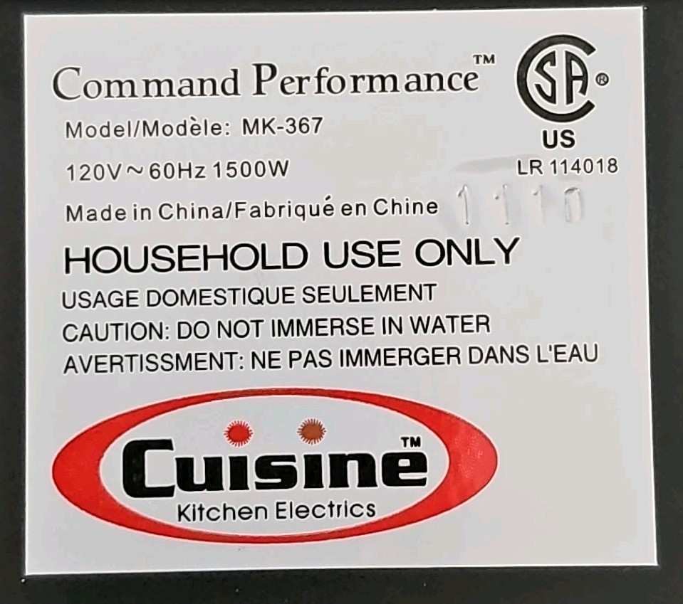 Cuisine MK-367 Command Performance Triple Burner E3