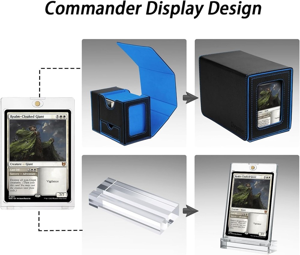 MTG Deck Box for Commander Display with Dice Tower, Fits 100 Double-Sleeved C...