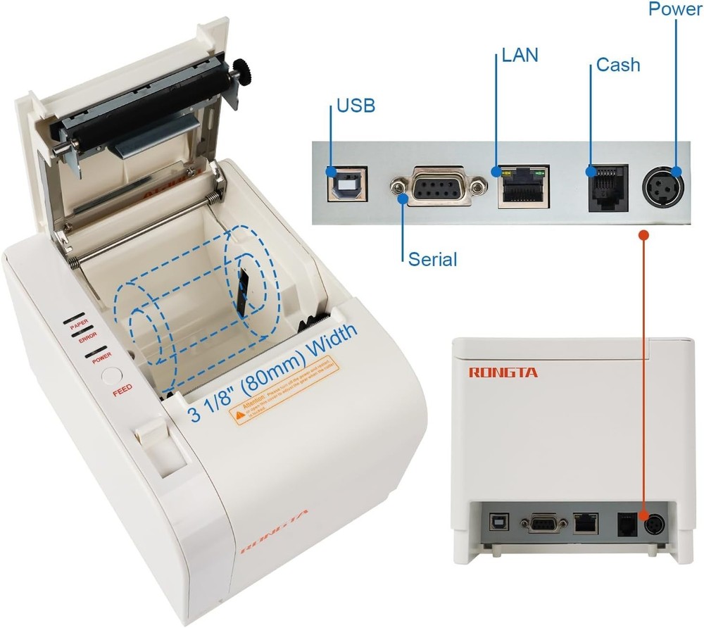 Thermal Receipt Printer, 80mm Receipt Printers, Thermal Pos Printer with Auto...