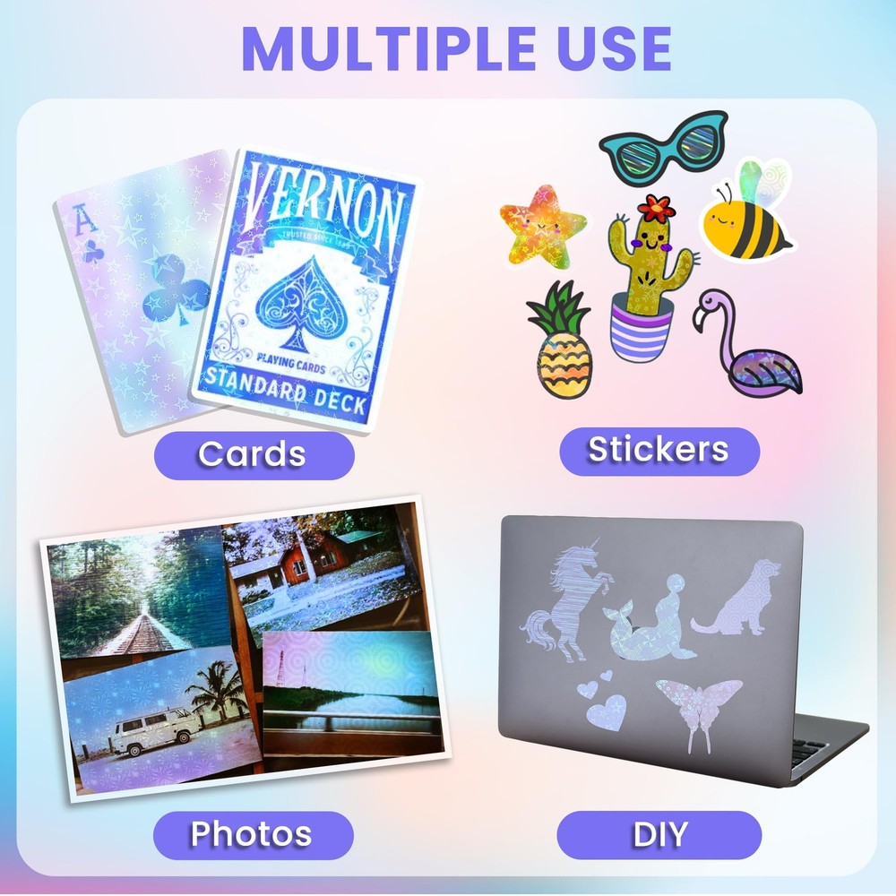 Self Adhesive Vinyl Sheets, Holographic Laminates, Craft, Purple