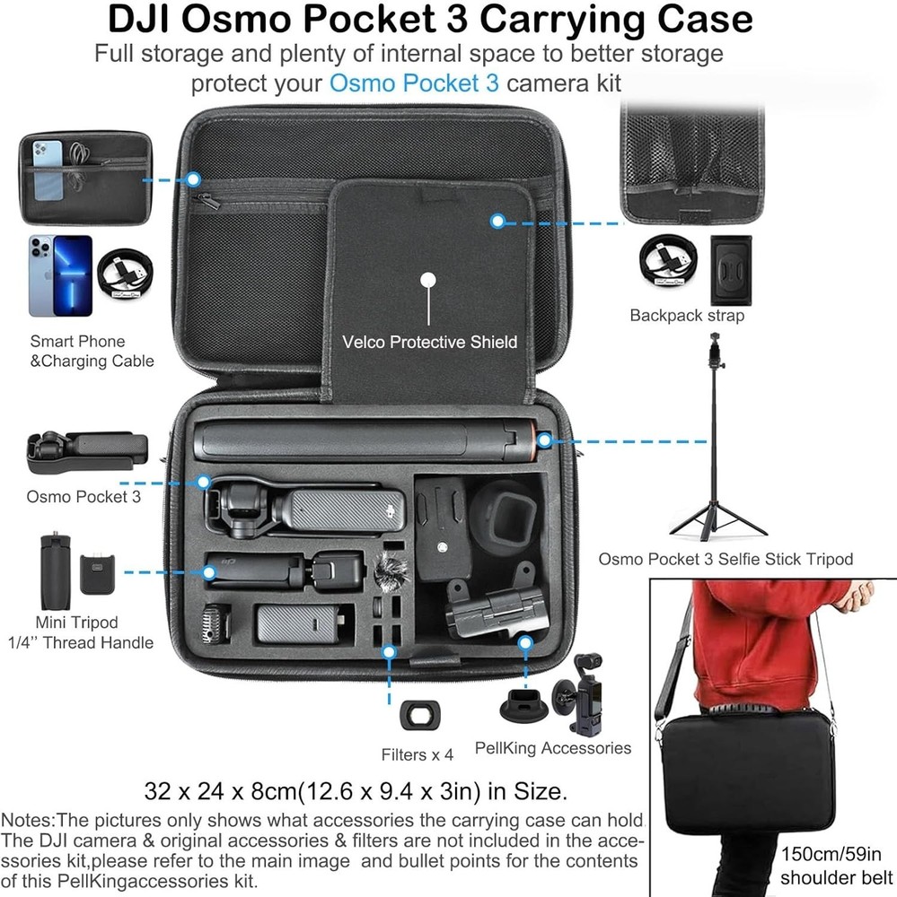 Comprehensive Non-Electronic Accessory Kit for Osmo Pocket 3 with Carry Case