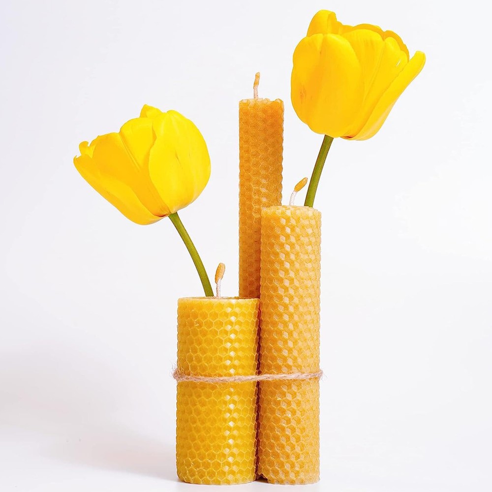Natural Beeswax Sheets for Candle Making - DIY Beeswax Candle Rolling Kit for...