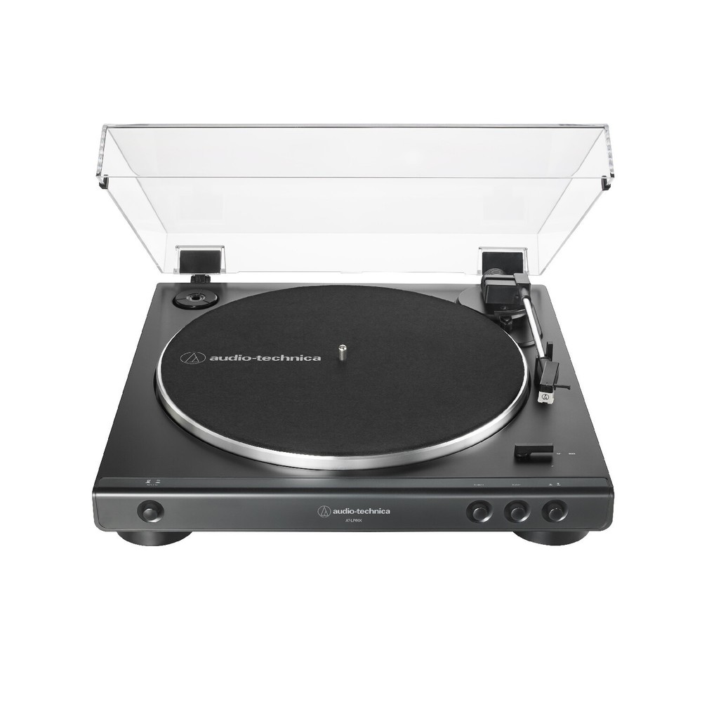 Audio-Technica AT-LP60X Turntable Black with Powered Studio Monitors Pair