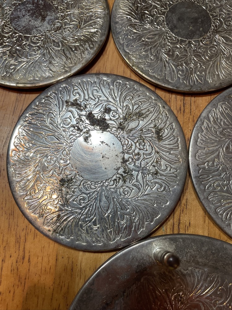 Metal Coaster Set. Maybe Be Silver plated. Not Marked