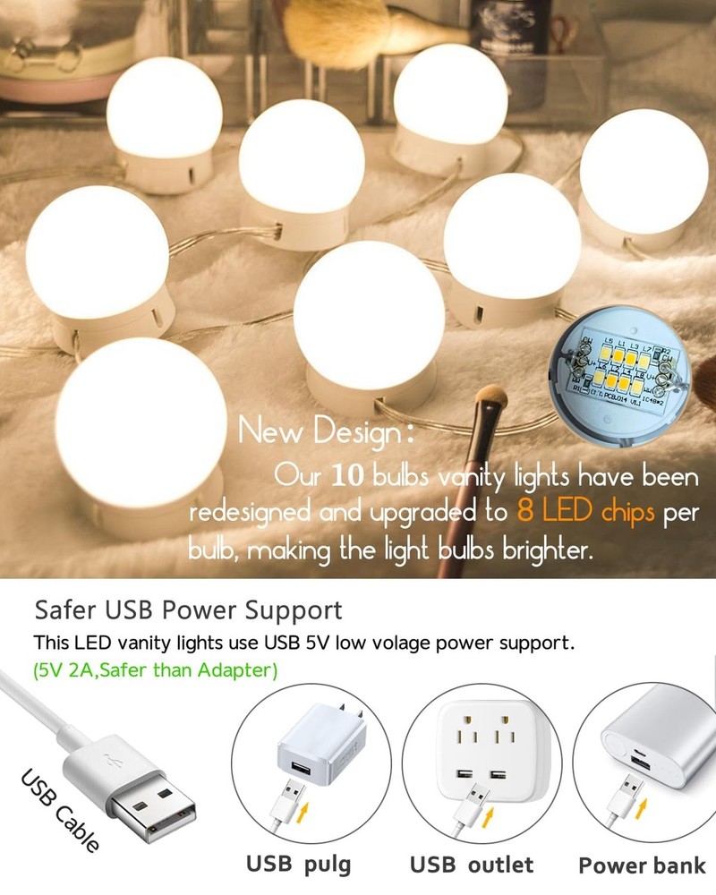 Led Vanity Mirror Lights,Vanity Lights for Makeup Dressing Mirror Lighting,10...
