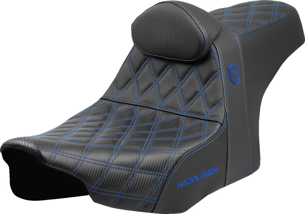 SADDLEMEN Pro Series SDC Performance Seat - Blue Stitching - w/ Backrest -