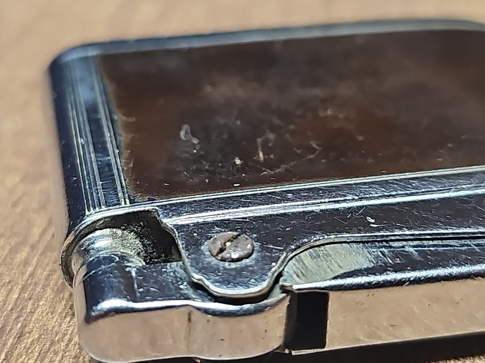 Vintage Working Ronson ADONIS Silver Tone Tortoise Shell Lighter