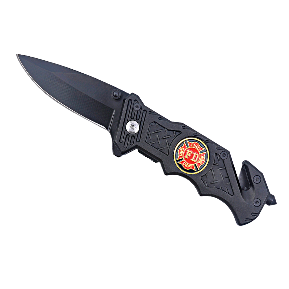Personalized Firefighter Survival Knife w/ Fire Fighter Emblem