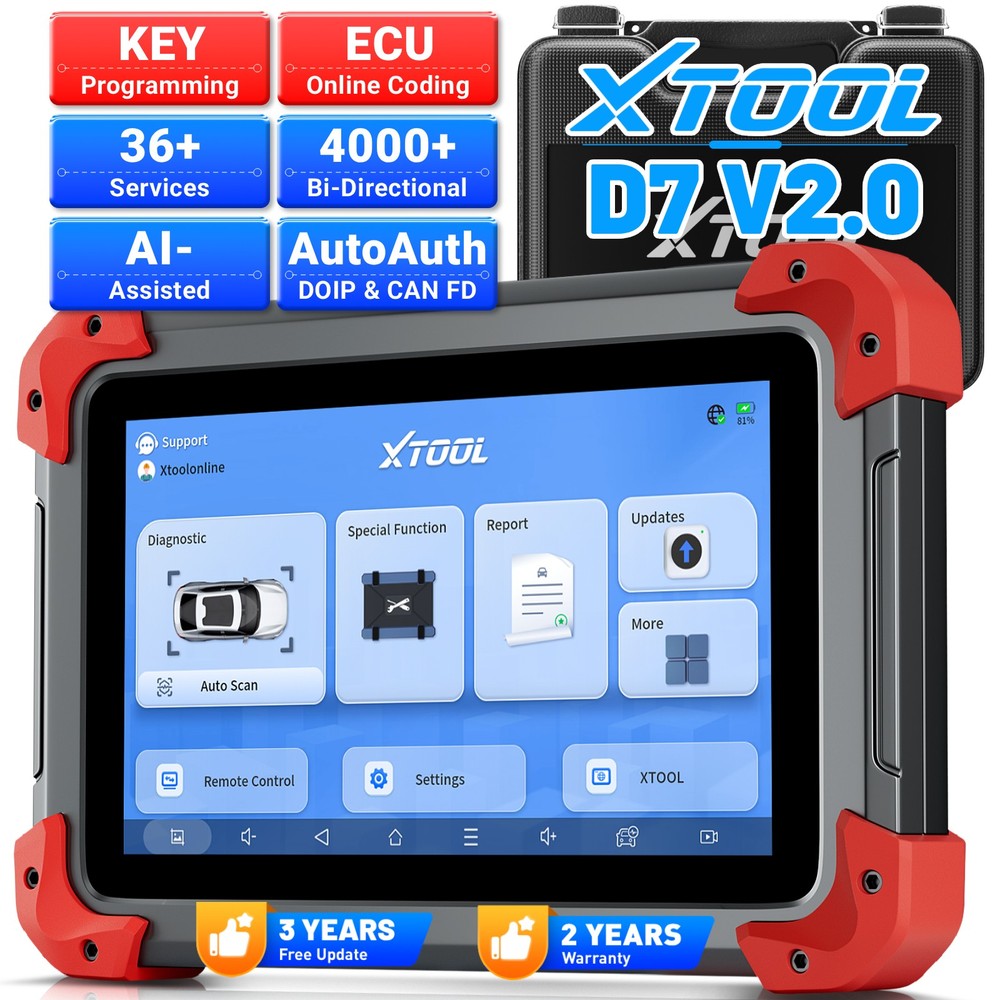 USED XTOOL D7 V2.0 Full System Diagnostic Bidirectional Scanner Key Programmer