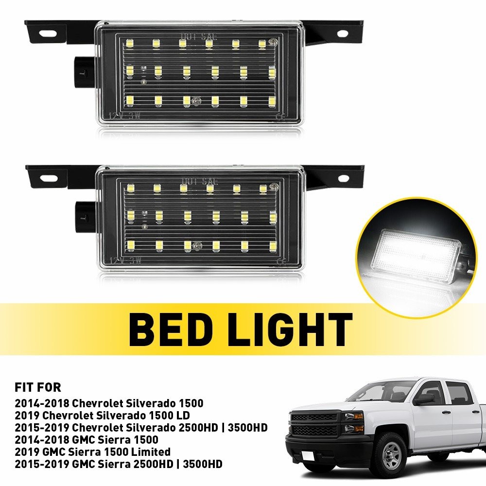 Fit 14-19 Sierra GMC 1500 2500HD 3500HD LED Truck Bed Cargo Lights Lamp Set of 2