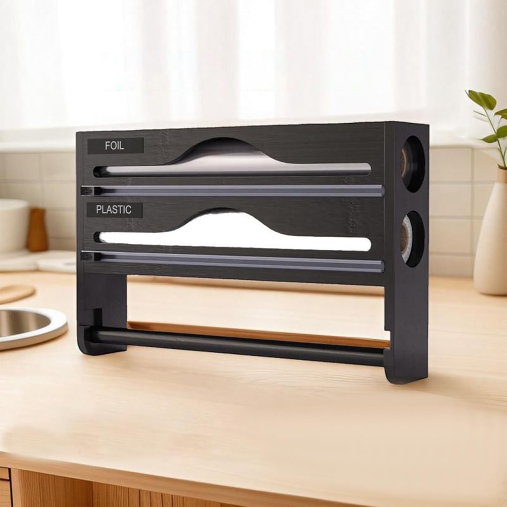Wrap Dispenser With Cutter Kitchen Wrap Organizer With Roll Holder