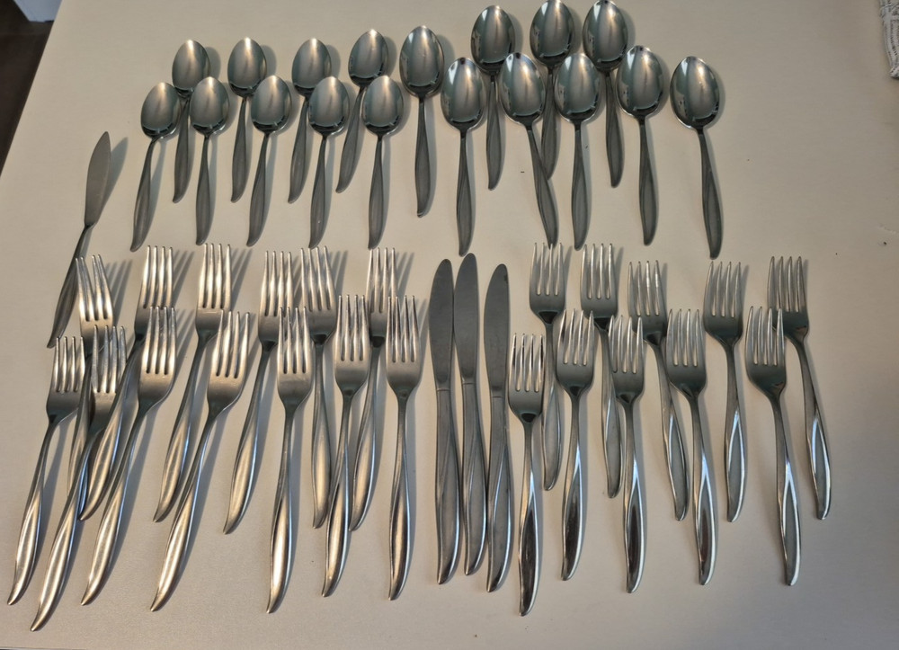 46 Pc  Gorham  WAIKIKI STAINLESS Mixed Flatware Lot FORK SPOON KNIFE