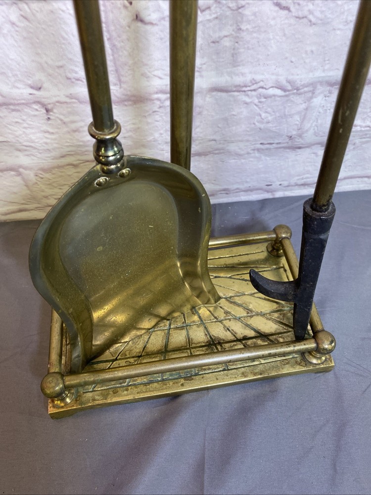 Solid Brass Fireplace Tool Set Shovel Fire Poker and stand